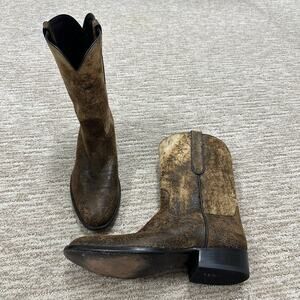 Stallion $1295 men’s 9.5 brown Western camel suede leather boots